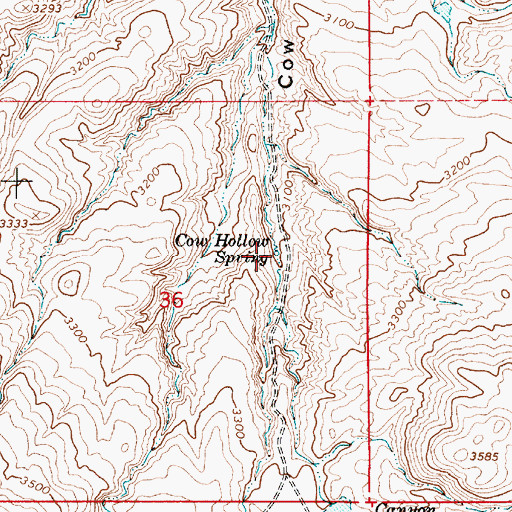 Topographic Map of Cow Hollow Spring, OR