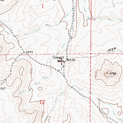 Topographic Map of Cowgill Well, OR