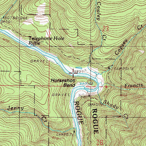 Topographic Map of Cowley Creek, OR