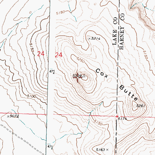 Topographic Map of Cox Butte, OR