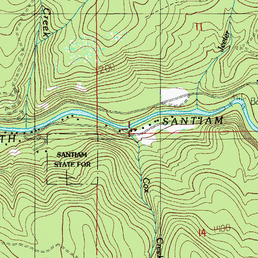 Topographic Map of Cox Creek, OR
