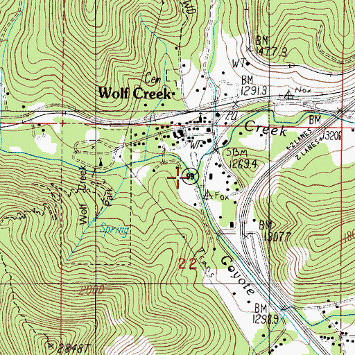 Topographic Map of Coyote Creek, OR
