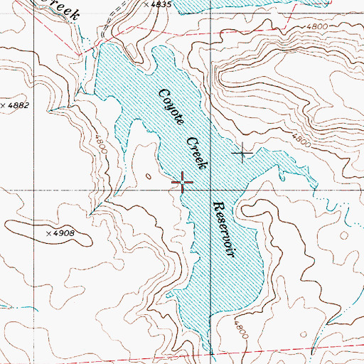 Topographic Map of Coyote Creek Reservoir, OR