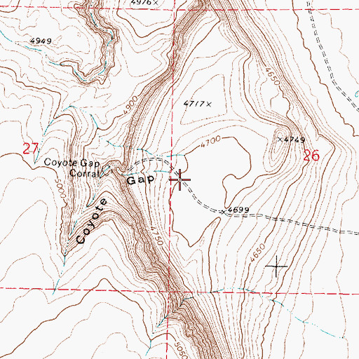 Topographic Map of Coyote Gap, OR
