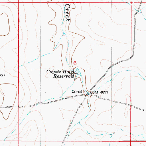 Topographic Map of Coyote Holes Reservoir, OR