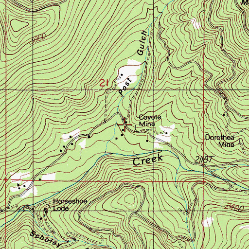 Topographic Map of Coyote Mine, OR