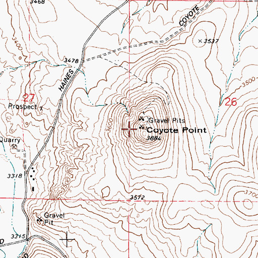Topographic Map of Coyote Point, OR