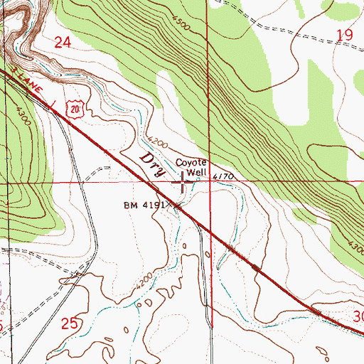 Topographic Map of Coyote Well, OR