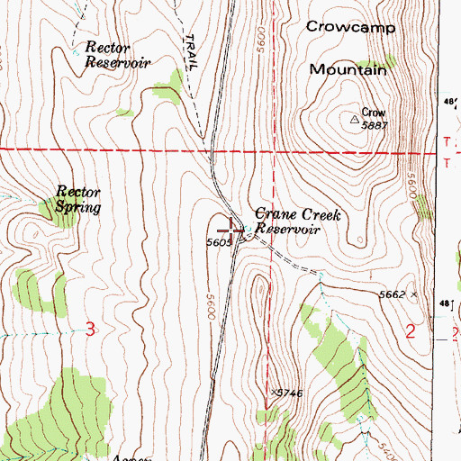 Topographic Map of Crane Creek Reservoir, OR