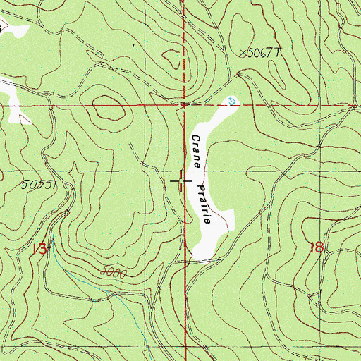 Topographic Map of Crane Prairie, OR