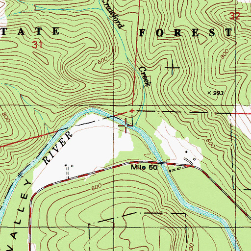 Topographic Map of Crawford Creek, OR