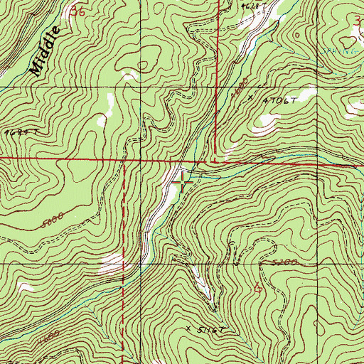 Topographic Map of Crazy Creek, OR