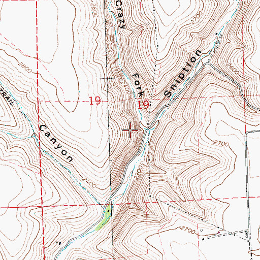 Topographic Map of Crazy Fork, OR