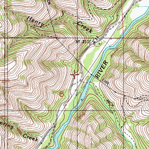 Topographic Map of Crazyman Creek, OR