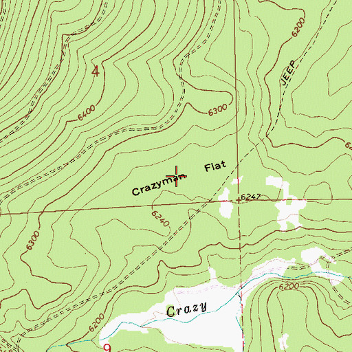 Topographic Map of Crazyman Flat, OR