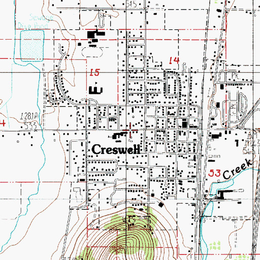 Topographic Map of Creswell, OR