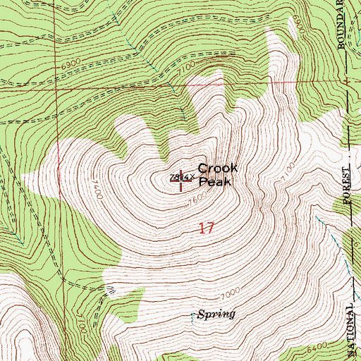 Topographic Map of Crook Peak, OR