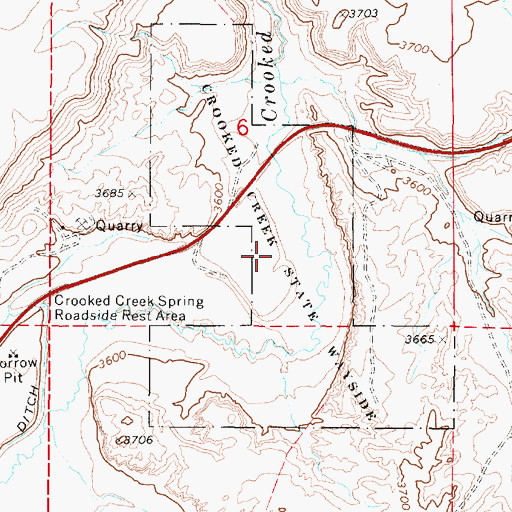 Topographic Map of Crooked Creek State Park, OR