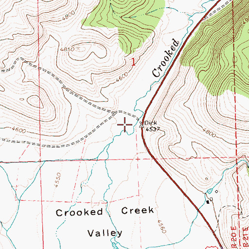 Topographic Map of Crooked Creek Valley, OR