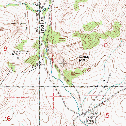 Topographic Map of Cross Hill, OR
