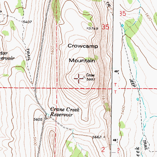 Topographic Map of Crowcamp Mountain, OR