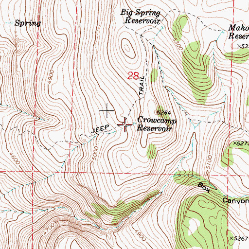 Topographic Map of Crowcamp Reservoir, OR