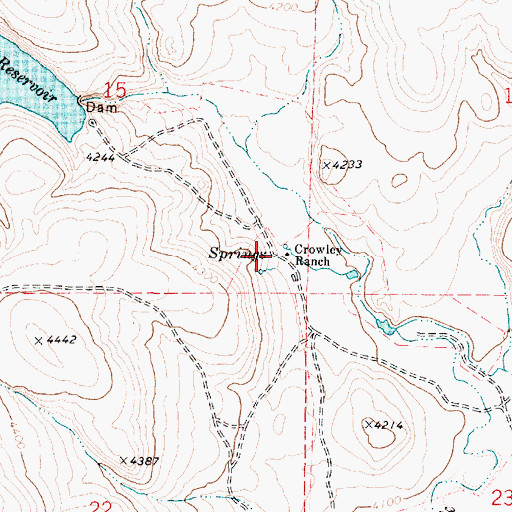 Topographic Map of Crowley Ranch, OR