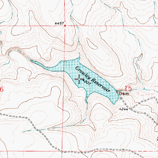 Topographic Map of Crowley Reservoir, OR
