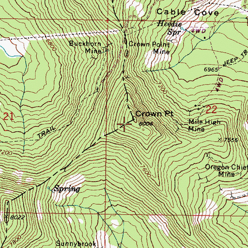 Topographic Map of Crown Point, OR