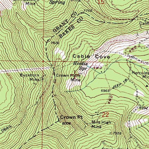 Topographic Map of Crown Point Mine, OR