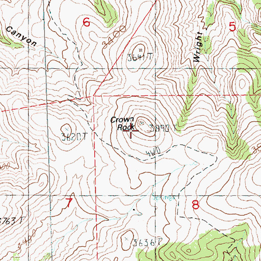 Topographic Map of Crown Rock, OR