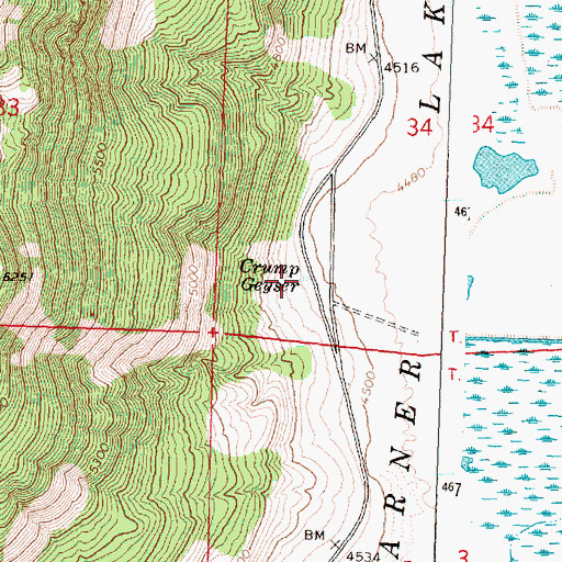 Topographic Map of Crump Geyser, OR
