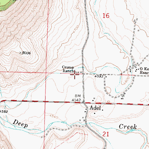 Topographic Map of Crump Ranch, OR