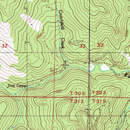 Topographic Map of Crutchfield Creek, OR