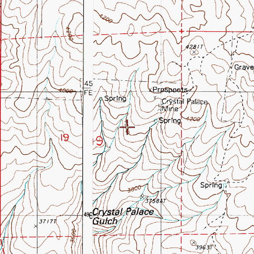 Topographic Map of Crystal Palace Mine, OR
