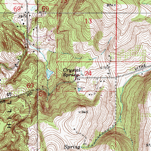 Topographic Map of Crystal Spring, OR