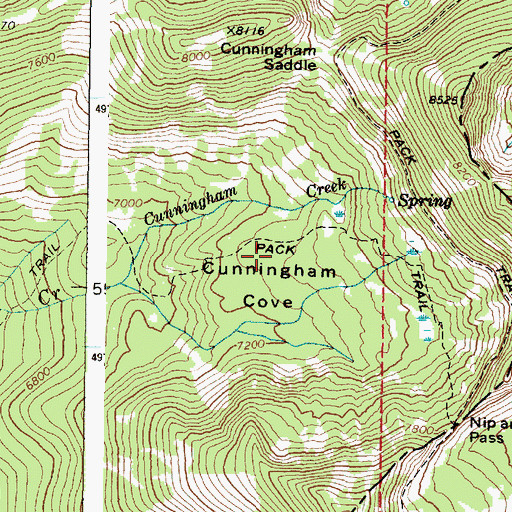 Topographic Map of Cunningham Cove, OR