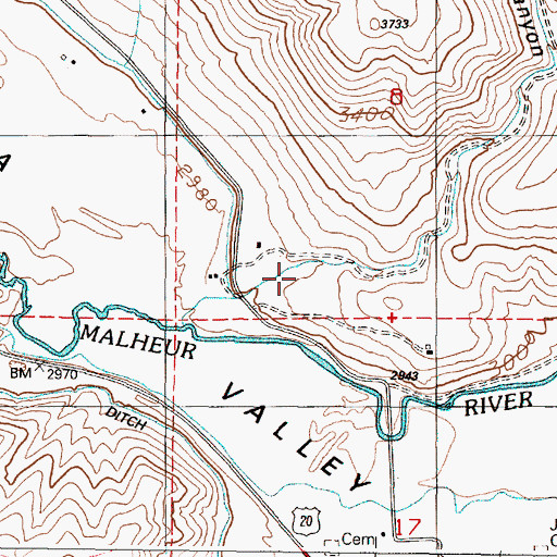 Topographic Map of Currey Canyon, OR