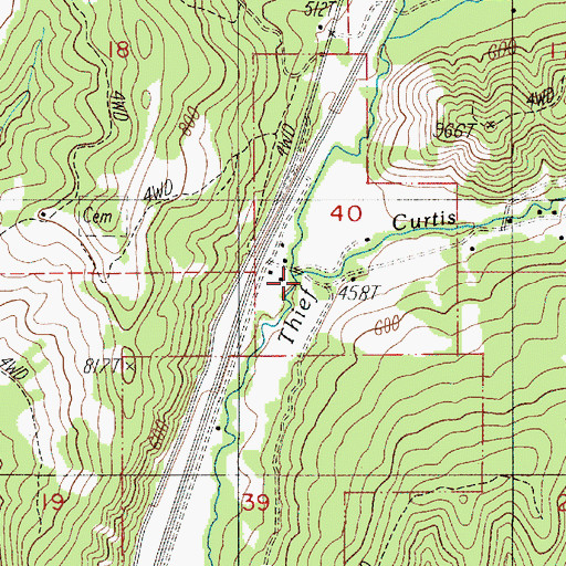 Topographic Map of Curtis Creek, OR