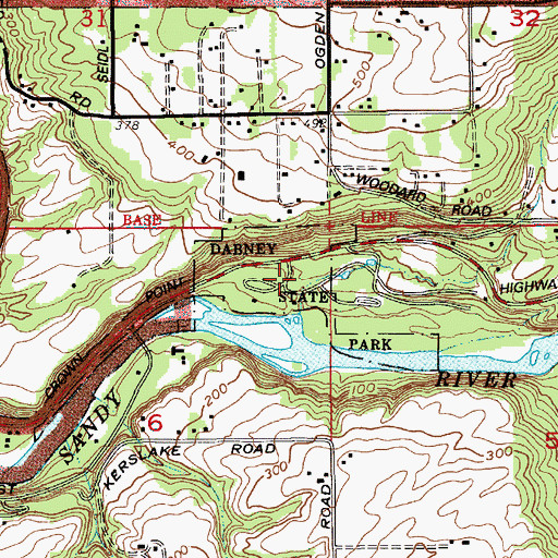 Topographic Map of Dabney State Park, OR