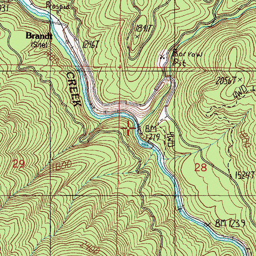 Topographic Map of Dads Creek, OR