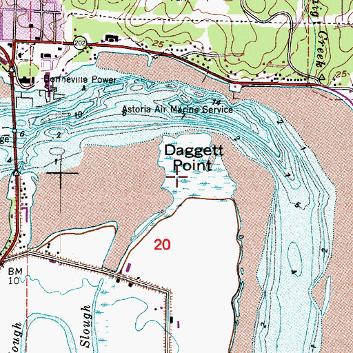 Topographic Map of Daggett Point, OR