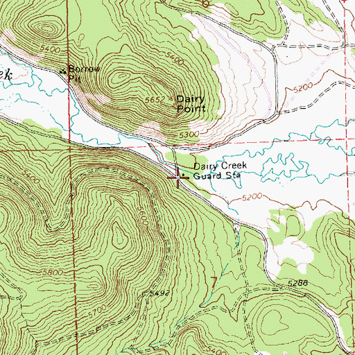Topographic Map of Dairy Creek Guard Station, OR