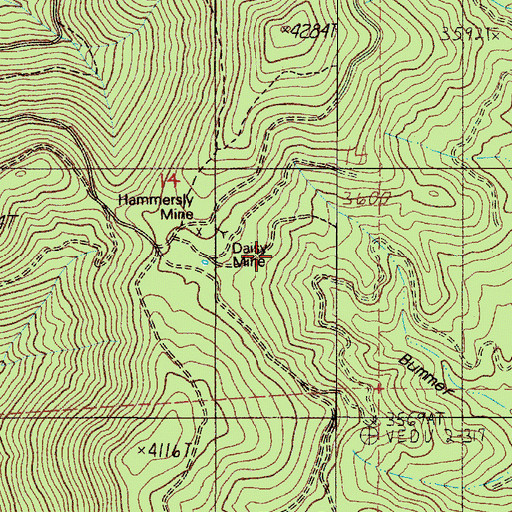 Topographic Map of Daisy Mine, OR