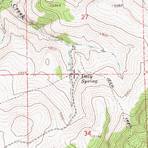 Topographic Map of Daly Spring, OR