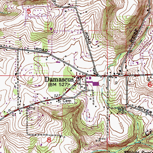 Topographic Map of Damascus, OR