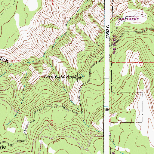 Topographic Map of Dan Cold Spring, OR