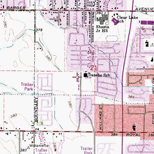Topographic Map of Danebo Elementary, OR