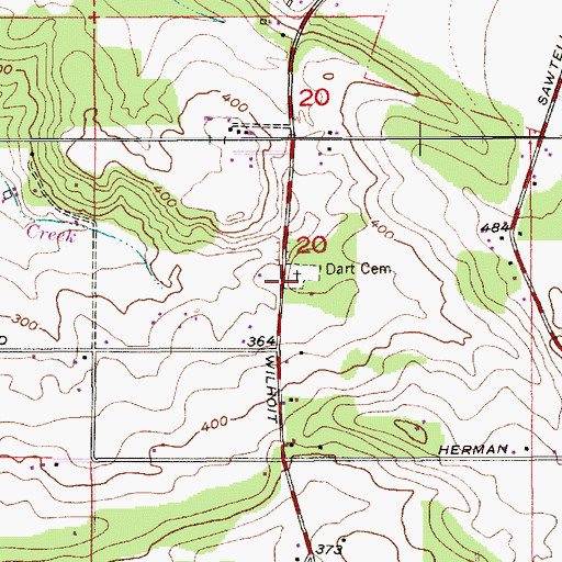 Topographic Map of Dart Cemetery, OR