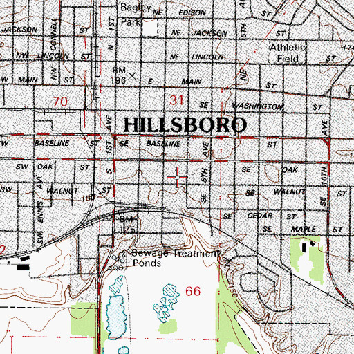 Topographic Map of David Hill Elementary School (historical), OR